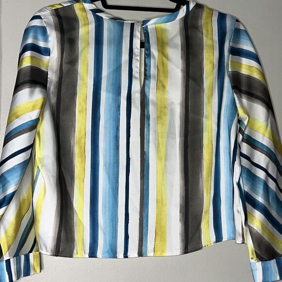 Zara Striped Long Sleeve Cropped Blouse Size Small - Picture 9 of 10